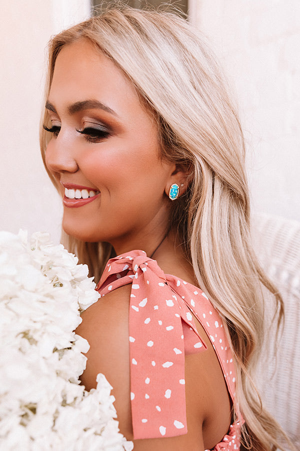 Kendra Scott Ellie Gold Stud Earrings in Turquoise Kyocera Opal Image - 2