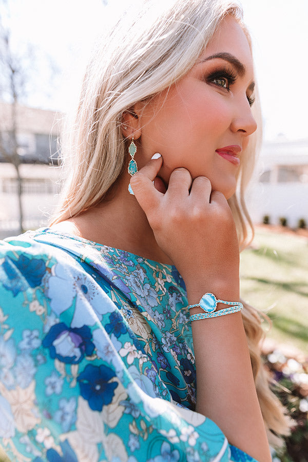 Kendra Scott Kenzie Aqua Cord Friendship Bracelet in Aqua Illusion Image - 2