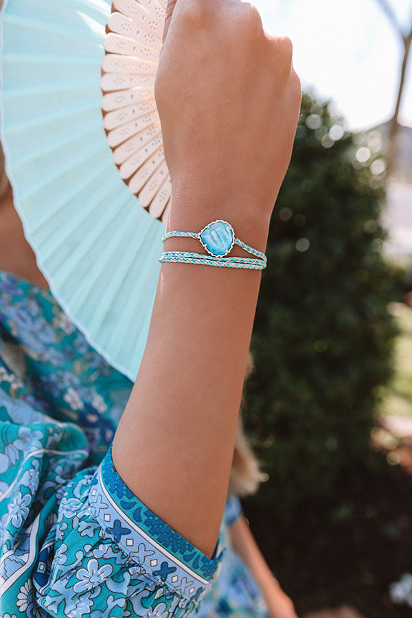 Kendra Scott Kenzie Aqua Cord Friendship Bracelet in Aqua Illusion Image - 3