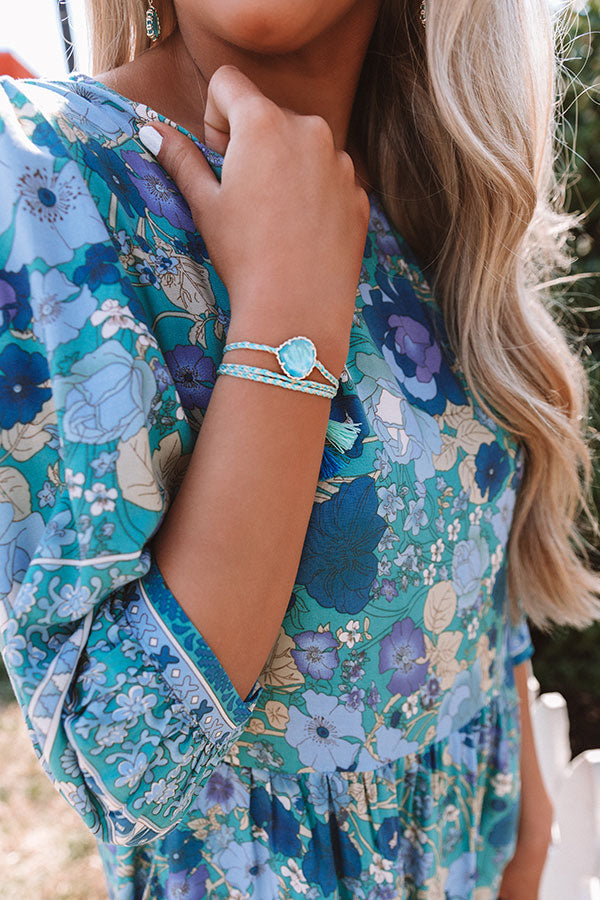 Kendra Scott Kenzie Aqua Cord Friendship Bracelet in Aqua Illusion Image - 4