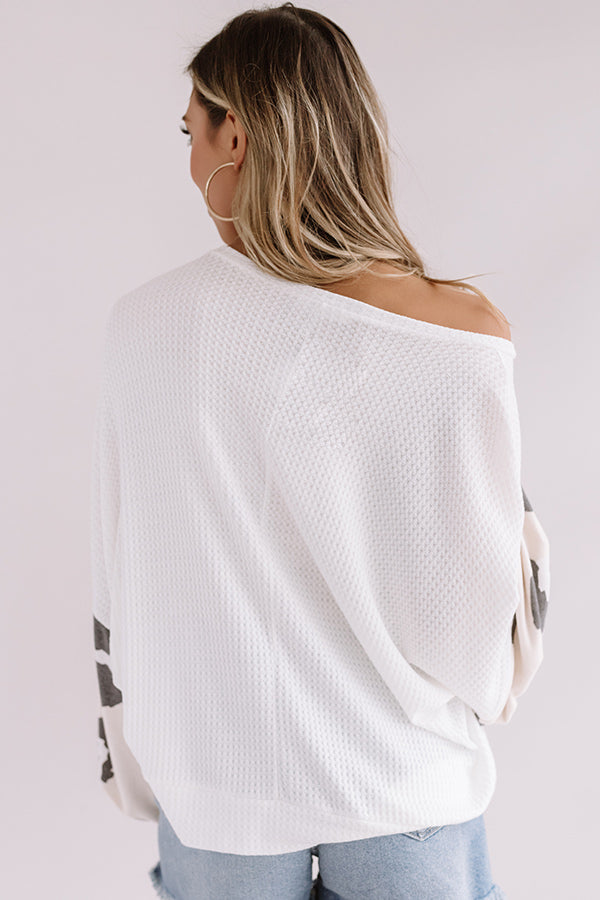 Highline Chic Waffle Knit Leopard Top in Ivory Image - 5