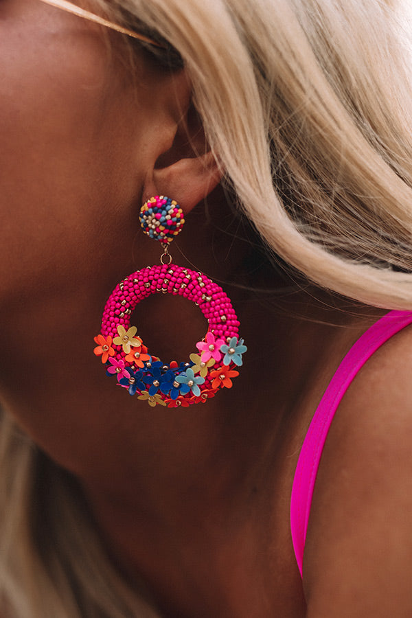 On Tiki Time Beaded Earrings In Hot Pink Image - 3