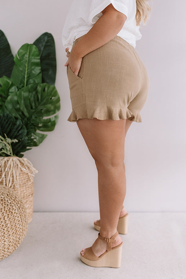 Party Of Two Shorts In Khaki Curves Image - 4