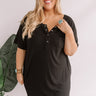 Weekend Bliss Henley Shift Dress In Black Curves Image - 1