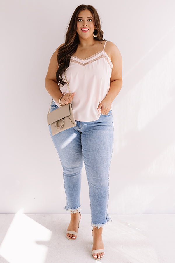 Croissants And Kisses Lace Tank In Baby Pink Curves Image - 3