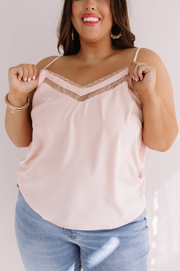 Croissants And Kisses Lace Tank In Baby Pink Curves Image - 2
