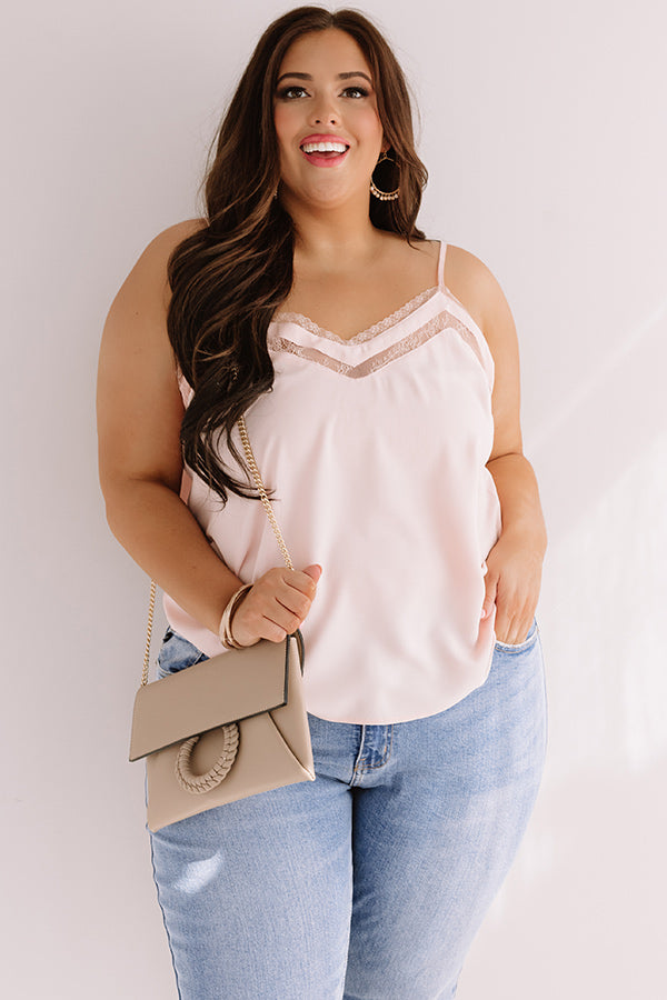 Croissants And Kisses Lace Tank In Baby Pink Curves Image - 1