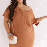 Weekend Bliss Henley Shift Dress In Camel Curves Image - 1