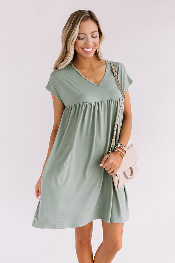 Dunes And Daydreams Babydoll Dress In Sage • Impressions Online Boutique