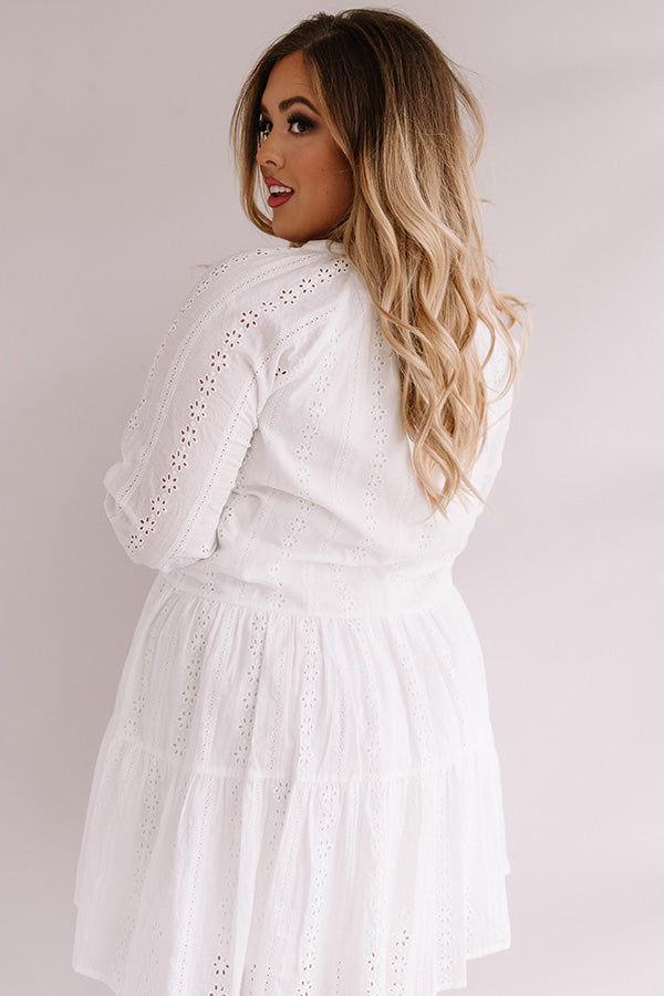 Excited For Paradise Eyelet Dress in White Curves Image - 3