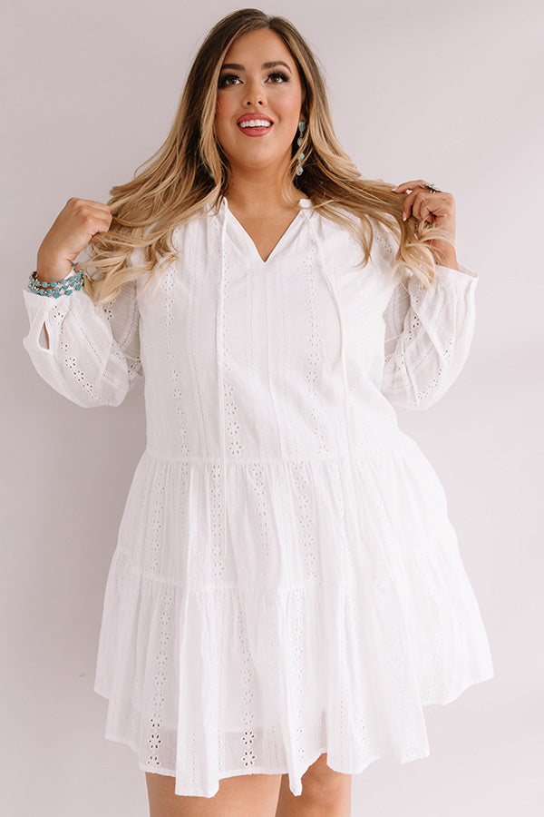 Excited For Paradise Eyelet Dress in White Curves Image - 4