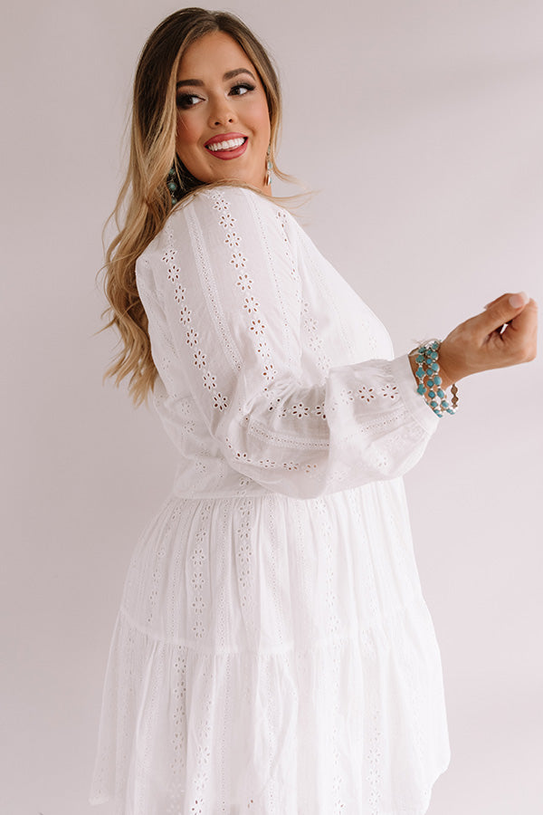 Excited For Paradise Eyelet Dress in White Curves Image - 5