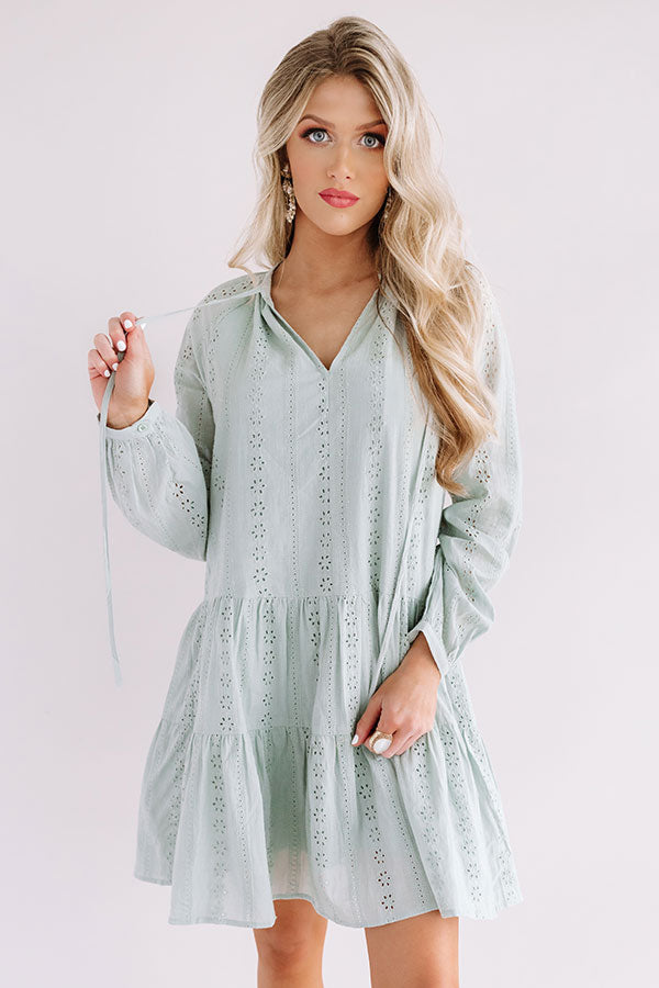 Excited For Paradise Eyelet Dress in Pear Image - 2