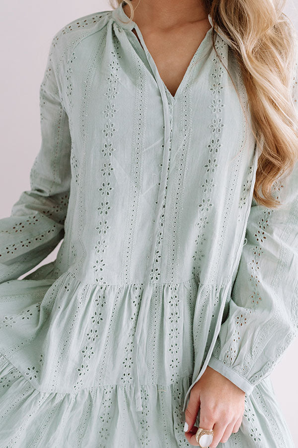 Excited For Paradise Eyelet Dress in Pear Image - 4