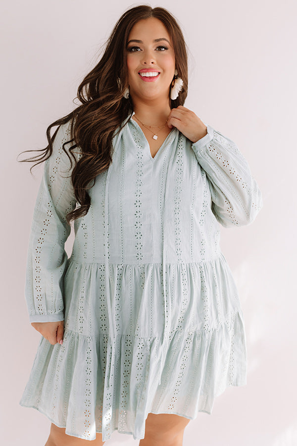 Excited For Paradise Eyelet Dress in Pear Curves Image - 1