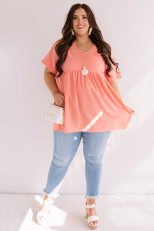 Downtown Brooklyn Babydoll Top In Peach Curves Image - 1