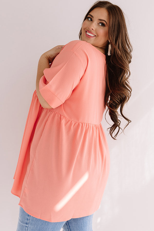 Downtown Brooklyn Babydoll Top In Peach Curves Image - 4