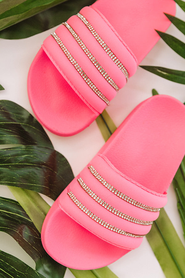 The Cleo Rhinestone Children's Sandal in Neon Pink Image - 4
