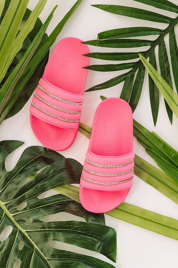 The Cleo Rhinestone Children's Sandal in Neon Pink Image - 1