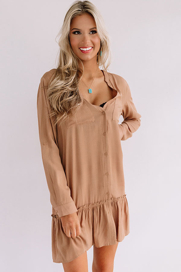 Turn Up The Music Shift Dress In Iced Mocha Image - 3