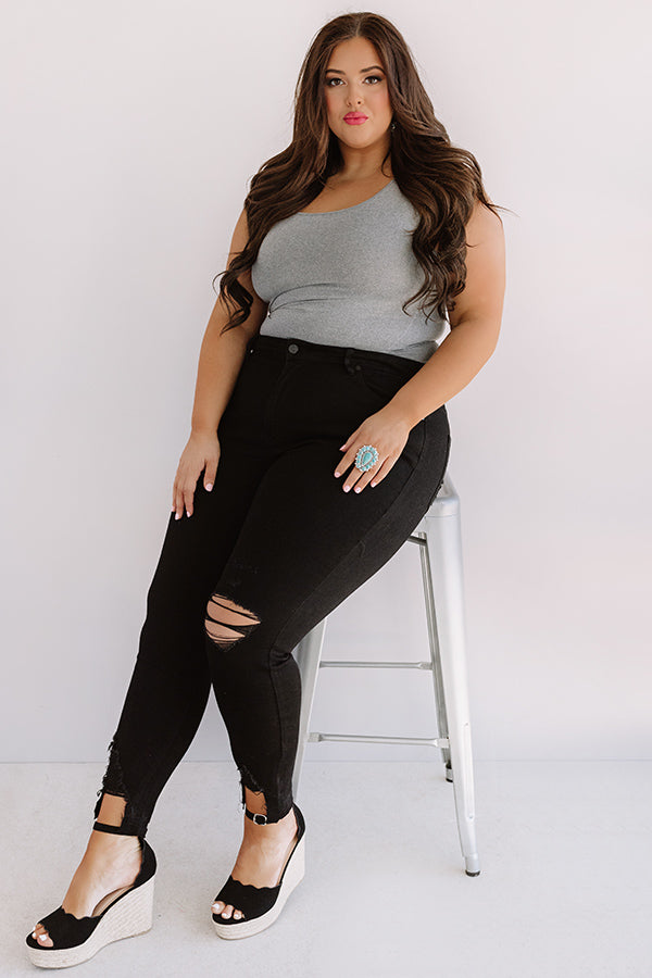 KanCan The Emory High Waist Distressed Ankle Skinny in Black Curves Image - 3