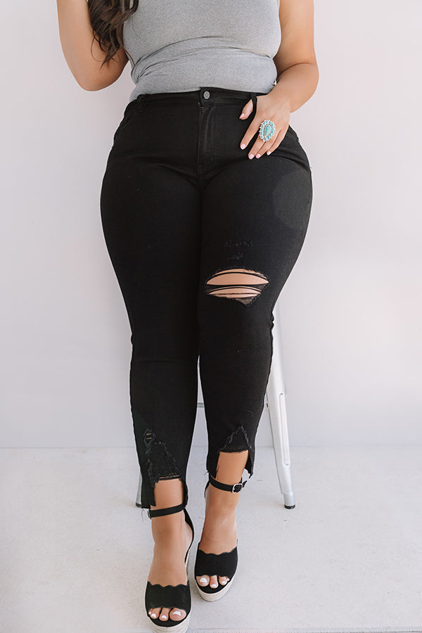 KanCan The Emory High Waist Distressed Ankle Skinny in Black Curves Image - 2