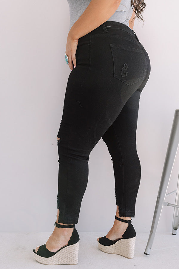 KanCan The Emory High Waist Distressed Ankle Skinny in Black Curves Image - 4