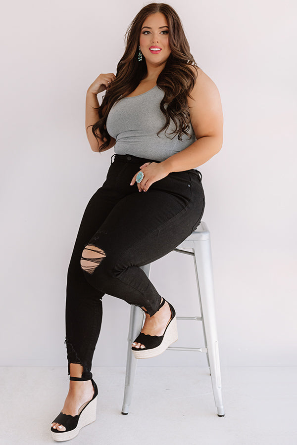 KanCan The Emory High Waist Distressed Ankle Skinny in Black Curves Image - 1