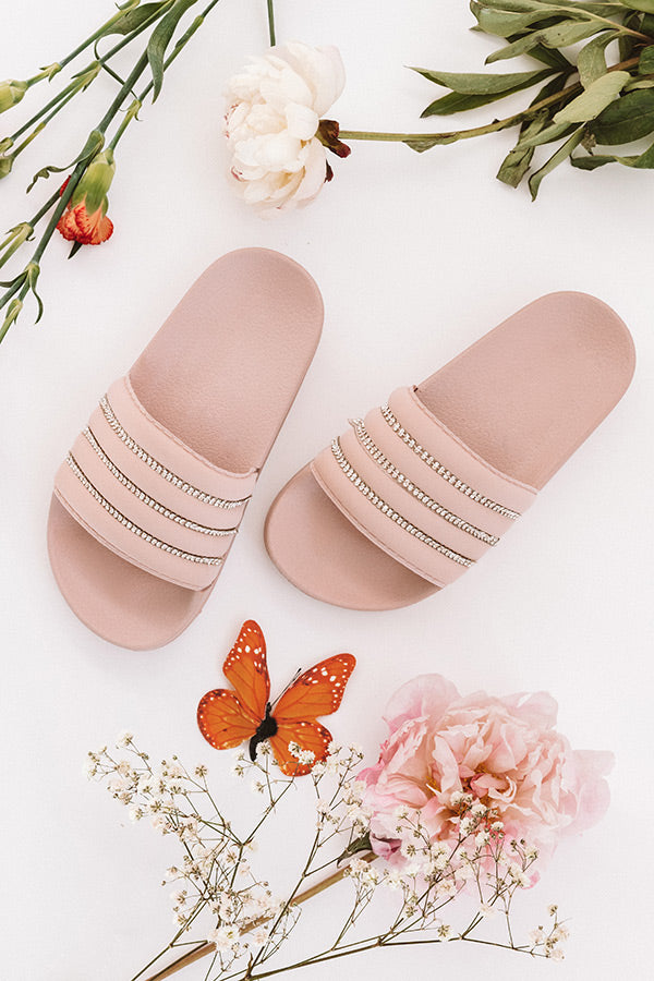 The Cleo Rhinestone Children's Sandal in Blush Image - 1
