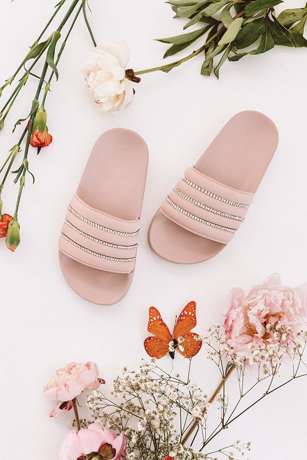 The Cleo Rhinestone Children's Sandal in Blush Image - 2