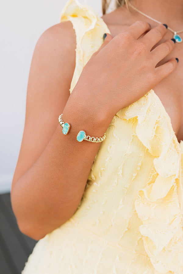 Kendra Scott Macrame Elton Gold Cuff Bracelet in Aqua Illusion Image - 2