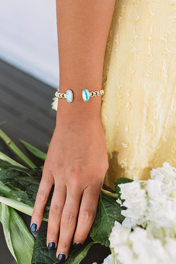 Kendra Scott Macrame Elton Gold Cuff Bracelet in Aqua Illusion Image - 3