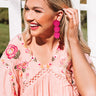 Positano Party Beaded Earrings in Hot Pink Image - 1