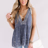 Missing Maui Eyelet Babydoll Tank In Blue Image - 1