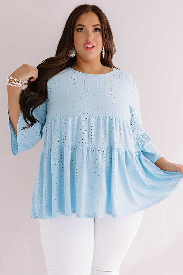 Amalfi Mood Eyelet Shift Top In Sky Blue Curves Image - 2