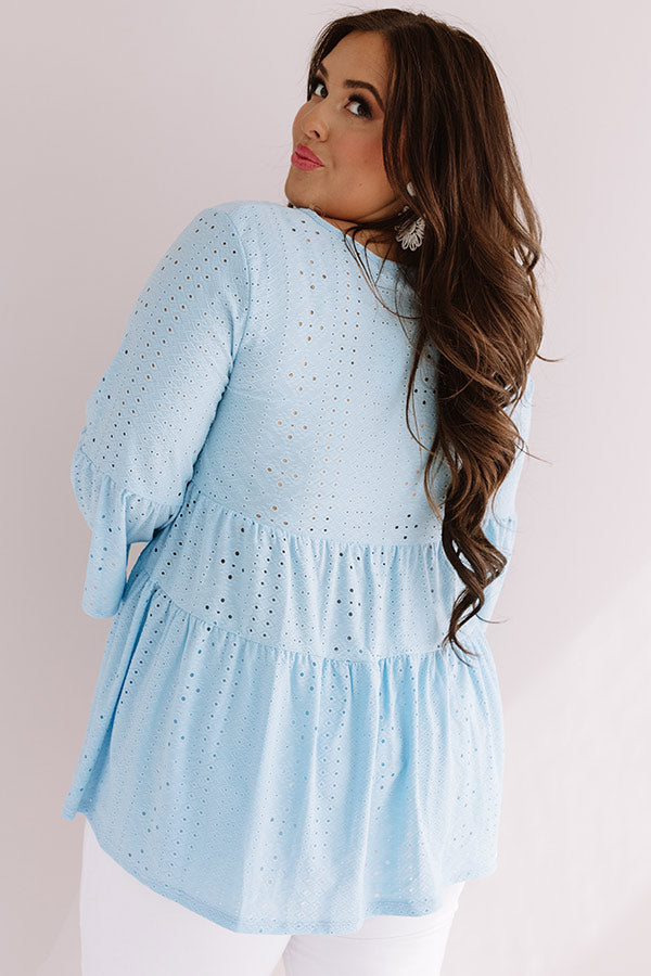 Amalfi Mood Eyelet Shift Top In Sky Blue Curves Image - 3