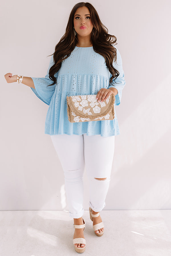 Amalfi Mood Eyelet Shift Top In Sky Blue Curves Image - 1