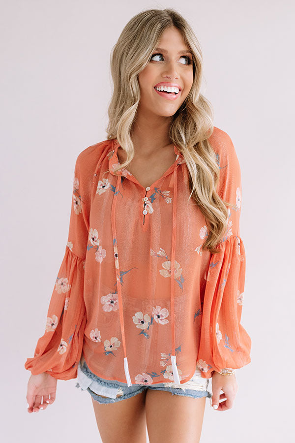 Bali Blooms Shift Top In Peach Image - 4
