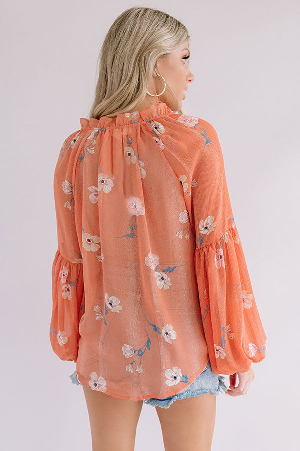 Bali Blooms Shift Top In Peach Image - 5