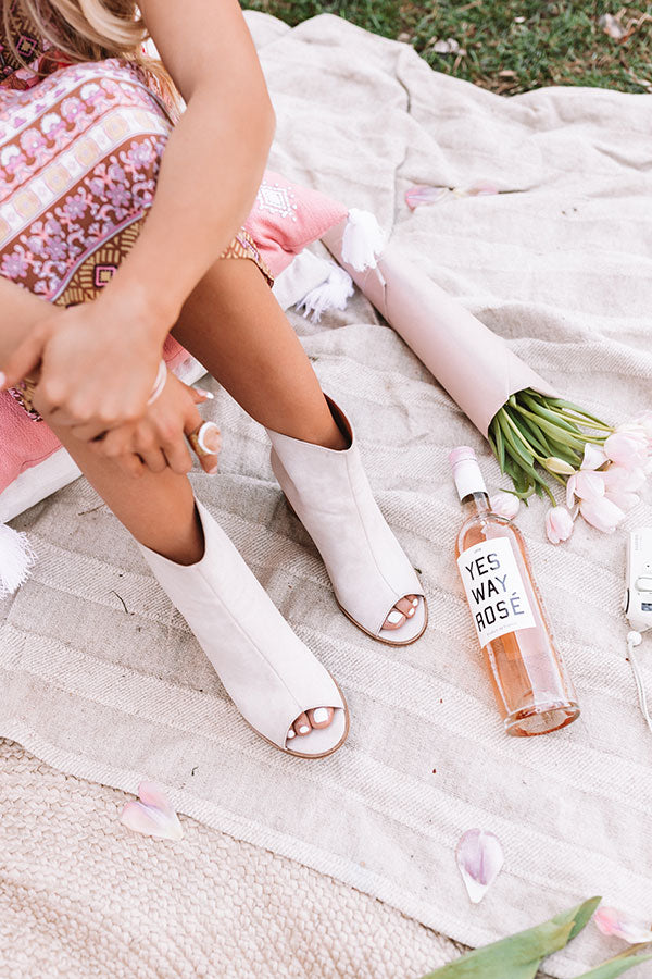 The Portia Faux Leather Peep Toe Bootie In Stone Image - 3