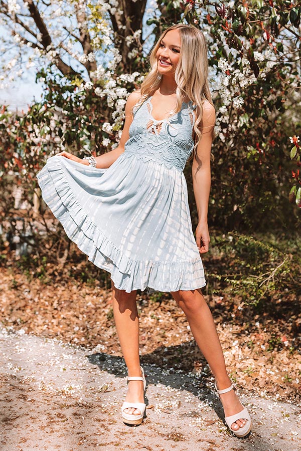 Cayman Isle Cutie Crochet Dress In Airy Blue Image - 1