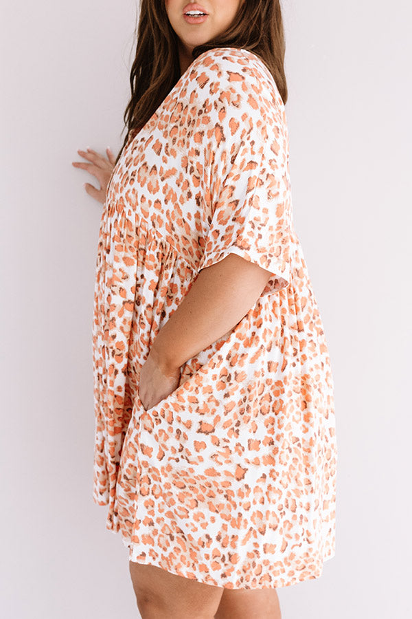 Washed Ashore Leopard Shift Dress In Orange Curves Image - 5