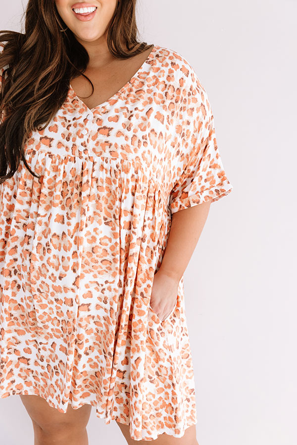 Washed Ashore Leopard Shift Dress In Orange Curves Image - 4