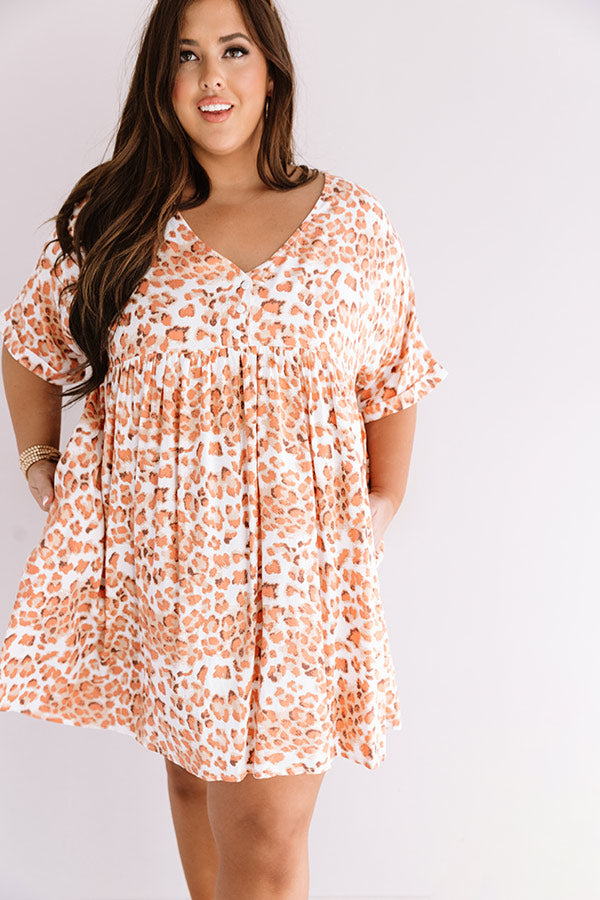 Washed Ashore Leopard Shift Dress In Orange Curves Image - 3