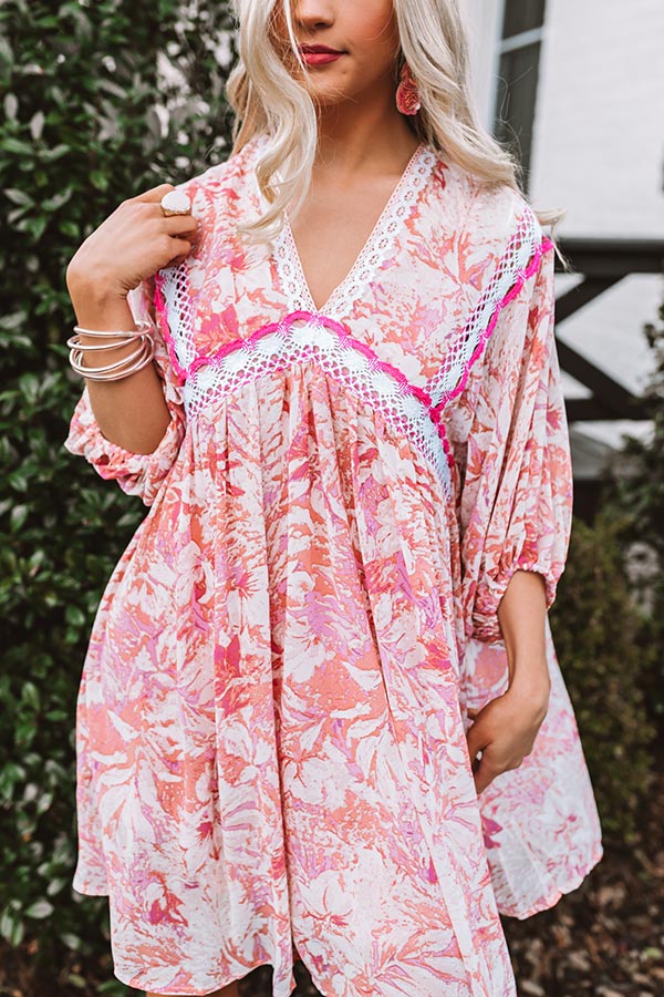 Jetting To Fiji Babydoll Dress In Pink Image - 4