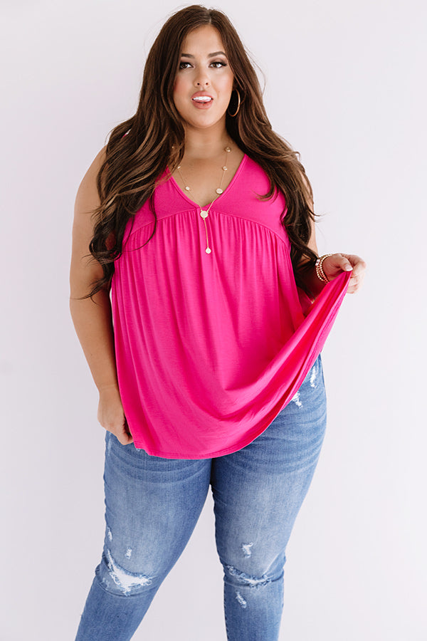 Making Wishes Babydoll Top In Hot Pink Curves Image - 2