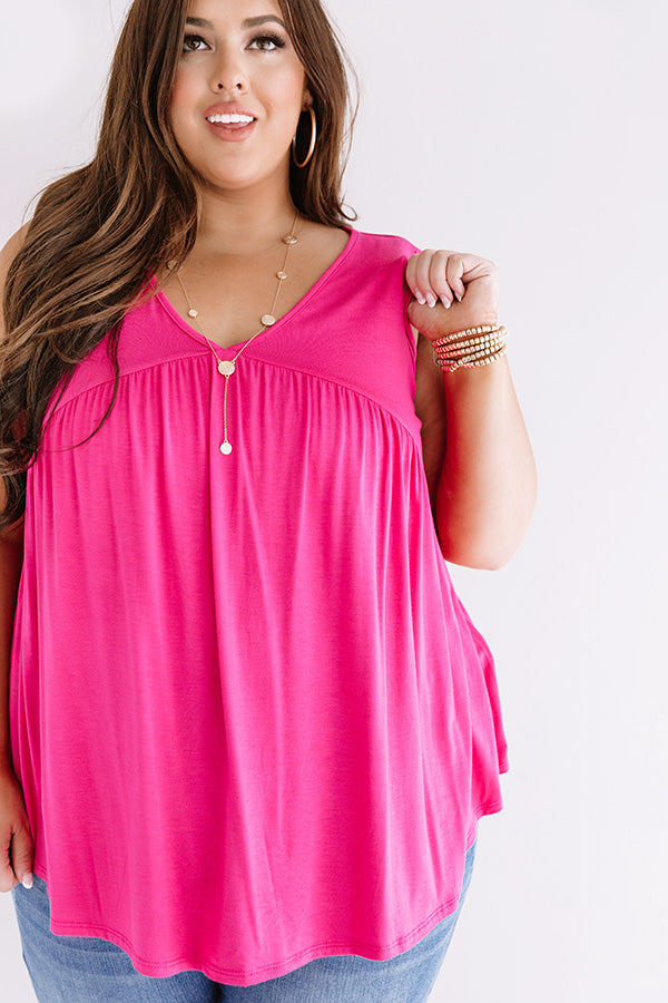 Making Wishes Babydoll Top In Hot Pink Curves Image - 4