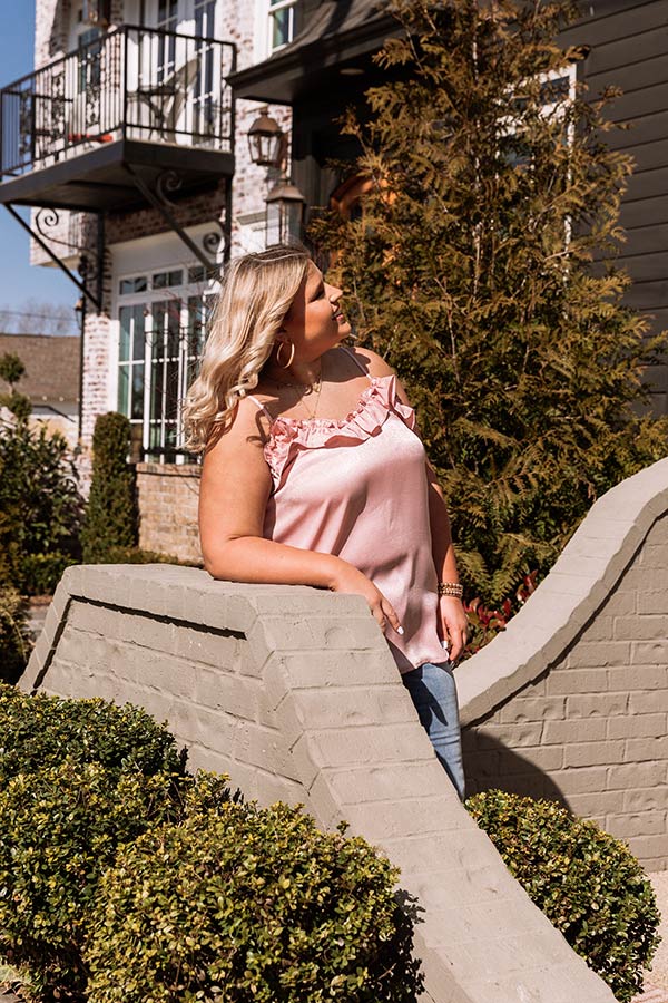 Coast Of Capri Satin Tank In Pink Curves Image - 3