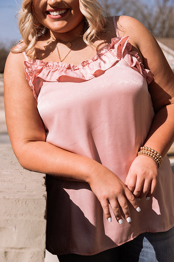 Coast Of Capri Satin Tank In Pink Curves Image - 5