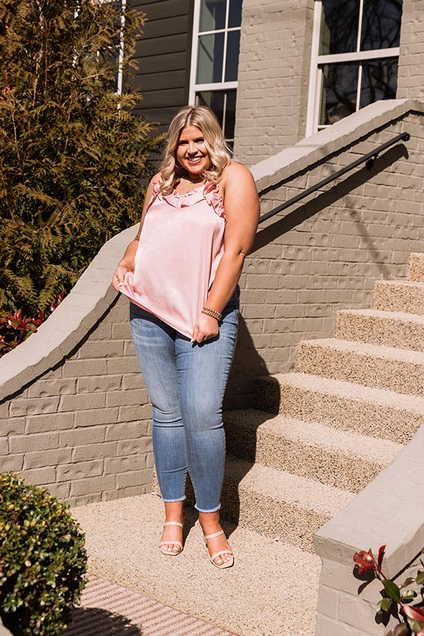 Coast Of Capri Satin Tank In Pink Curves Image - 4